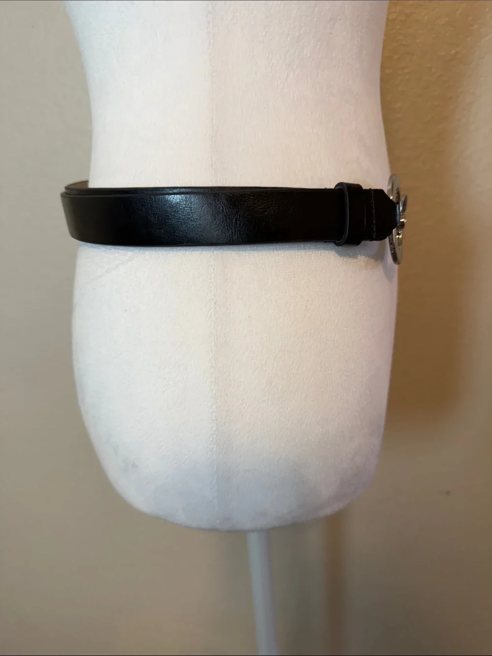 Vintage Chico’s Macara Slouch Chain Link Belt Silver Tone & Black Leather